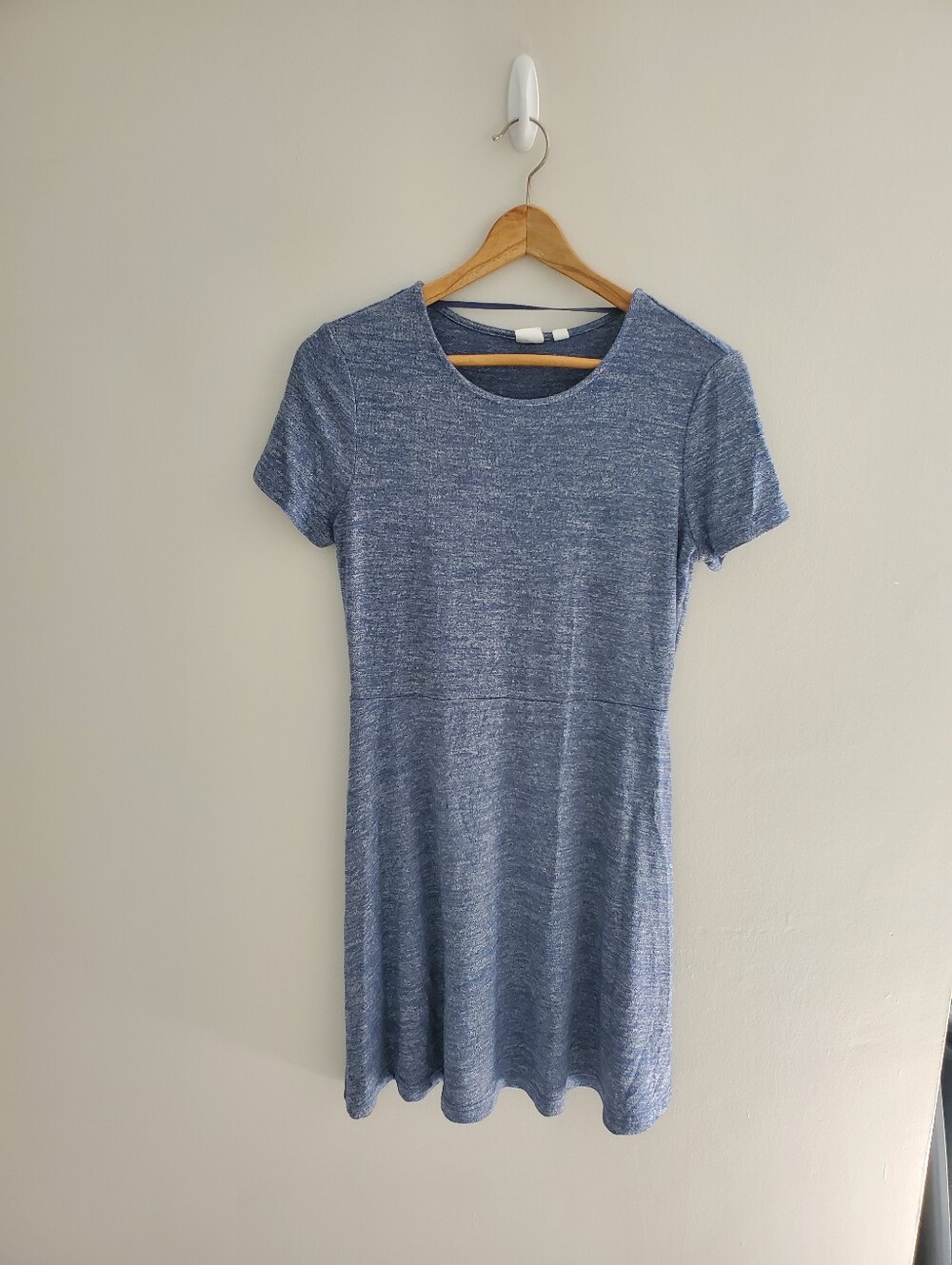 Gap Softspun Fit and Flare Short Sleeve Heather Blue T-Shirt Dress Women's Sz S